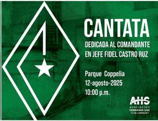 Juventud del #Camagüey protagoniza esta noche Cantata por Fidel, en espera 13 agosto, cumpleaños 99 Comandante en Jefe y homenaje Luis y Sergio, Hermanos Saiz, asesinados en 1957. #FidelEnCamagüey <a href="/AHSCamaguey/">AHS Camagüey</a> <a href="/UJCCamagueyana/">Juventud camagüeyana</a>  <a href="/YaimyrB/">Yaimyr Victoria Basulto</a> <a href="/IvettBacallao/">Ivett Pérez Bacallao</a> <a href="/YaquedeCuba/">Yaquelin</a> <a href="/danitacuba94/">Dania Díaz</a>
