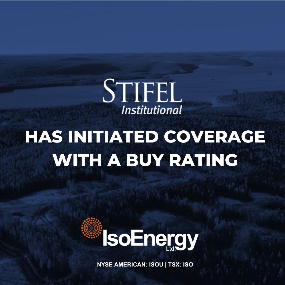 IsoEnergy Ltd. (@isoenergyltd) on Twitter photo Stifel Institutional (<a href="/StifelInst/">Stifel Institutional</a>) has initiated coverage on IsoEnergy with a Buy rating - highlighting a combination of near-term U.S. production and high-grade Canadian exploration upside in the eastern Athabasca Basin!
NYSE American: $ISOU | TSX: $ISO
#Mining #Nuclear Stifel Institutional (<a href="/StifelInst/">Stifel Institutional</a>) has initiated coverage on IsoEnergy with a Buy rating - highlighting a combination of near-term U.S. production and high-grade Canadian exploration upside in the eastern Athabasca Basin!
NYSE American: $ISOU | TSX: $ISO
#Mining #Nuclear