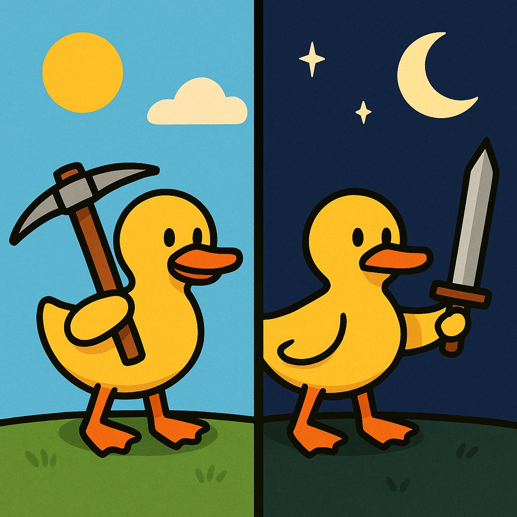 ⭐️Day 7⭐️

Now that the RTS selection and unit movement are done! I can move onto the Night phase. What’s that?

Ducks will have 2 roles:
☀️ Day - gather resources &amp; build tools
🌙 Night - defend the colony from invaders

#gamedev #indiedev