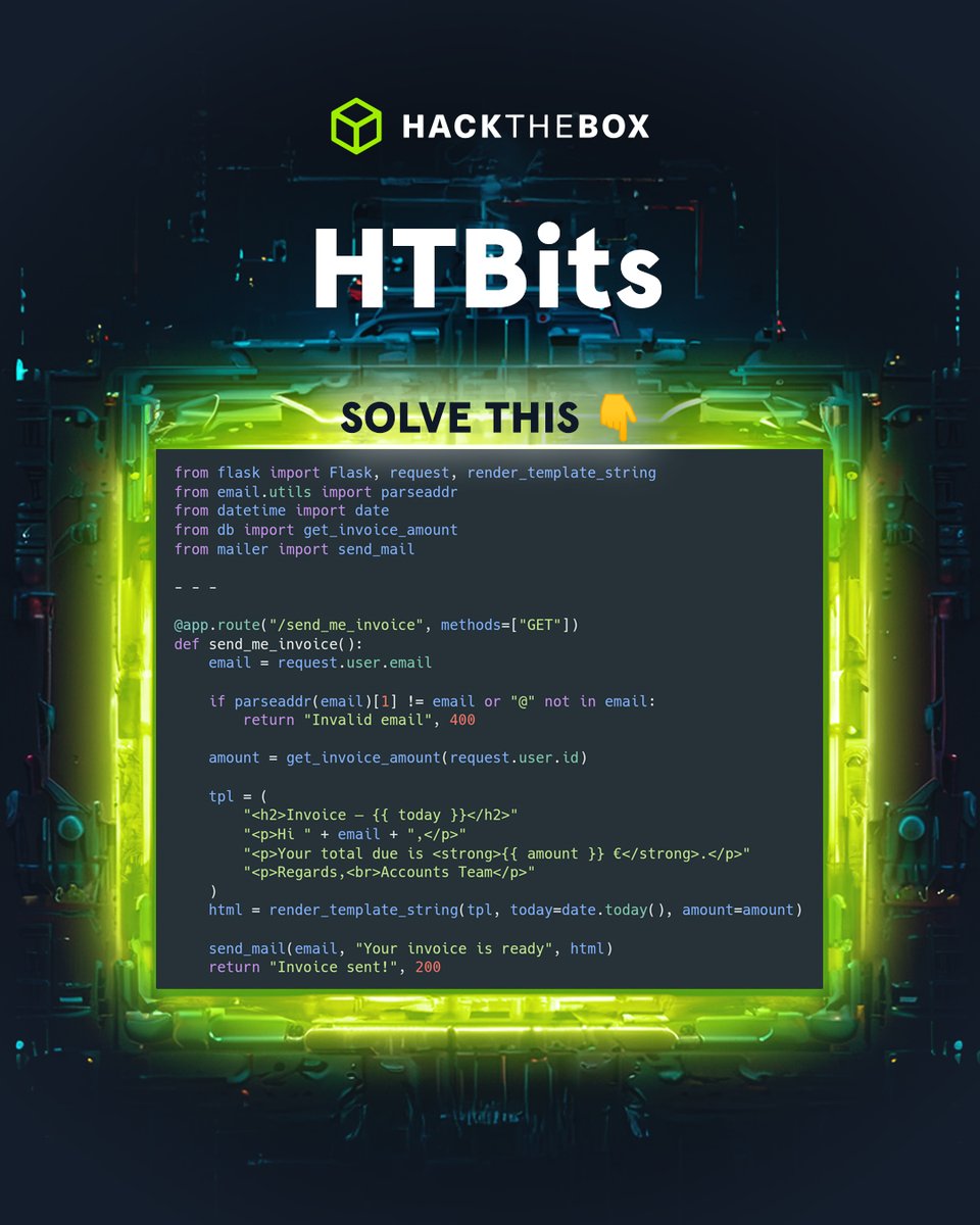 hackthebox_eu's tweet image. Think you can spot the hidden flaw? Remember, sometimes the most subtle inputs can lead to significant discoveries. One of the correct submissions will win a monthly VIP subscription!

To enter: 
1️⃣Follow @hackthebox_eu
2️⃣ Like &amp;amp; RT this post 
3️⃣ Submit your payload in the thread…