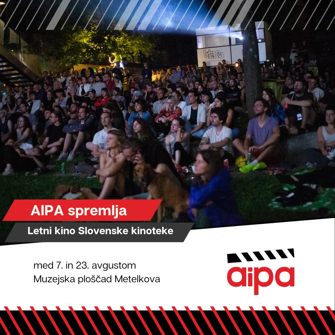 aipa_k's tweet photo. 🎭𝗔𝗜𝗣𝗔 𝘀𝗽𝗿𝗲𝗺𝗹𝗷𝗮: 𝗟𝗲𝘁𝗻𝗶 𝗸𝗶𝗻𝗼 𝗦𝗹𝗼𝘃𝗲𝗻𝘀𝗸𝗲 𝗸𝗶𝗻𝗼𝘁𝗲𝗸𝗲

🌃Slovenska kinoteka se seli na Muzejsko ploščad Metelkova, kjer bo 13.8. ob 20h pogovor o pisanju humorja v slovenščini, kateremu ob 21h sledi  komedija Jebiga (Miha Hočevar). https://t.co/VyCaPomzDh