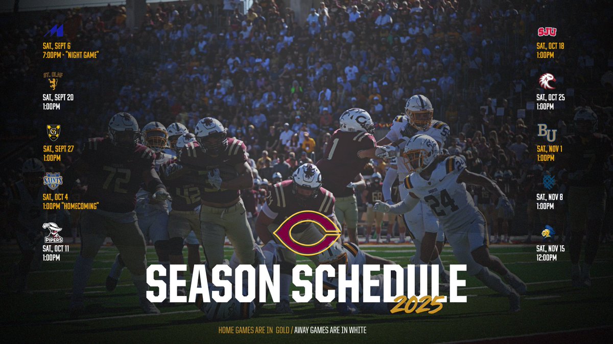 KCBakk31's tweet photo. 2025 Cobber Football Season Schedule #DefendTheJake #RollCobbs https://t.co/FUGaG2wQWr