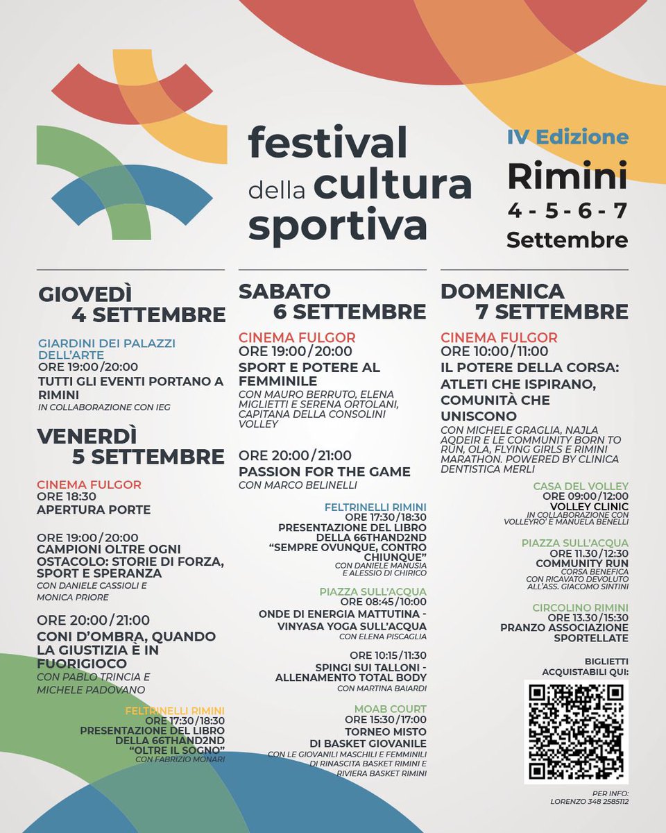 La 4° Edizione del Festival della Cultura Sportiva è vicina: per le serate di venerdì 5 e sabato 6 Settembre al Cinema Fulgor, rimangono sempre meno biglietti 🔥

Se non vedete l’ora di partecipare, il consiglio è di acquistare i biglietti qui 👇
ciaotickets.com/it/festival-de…
