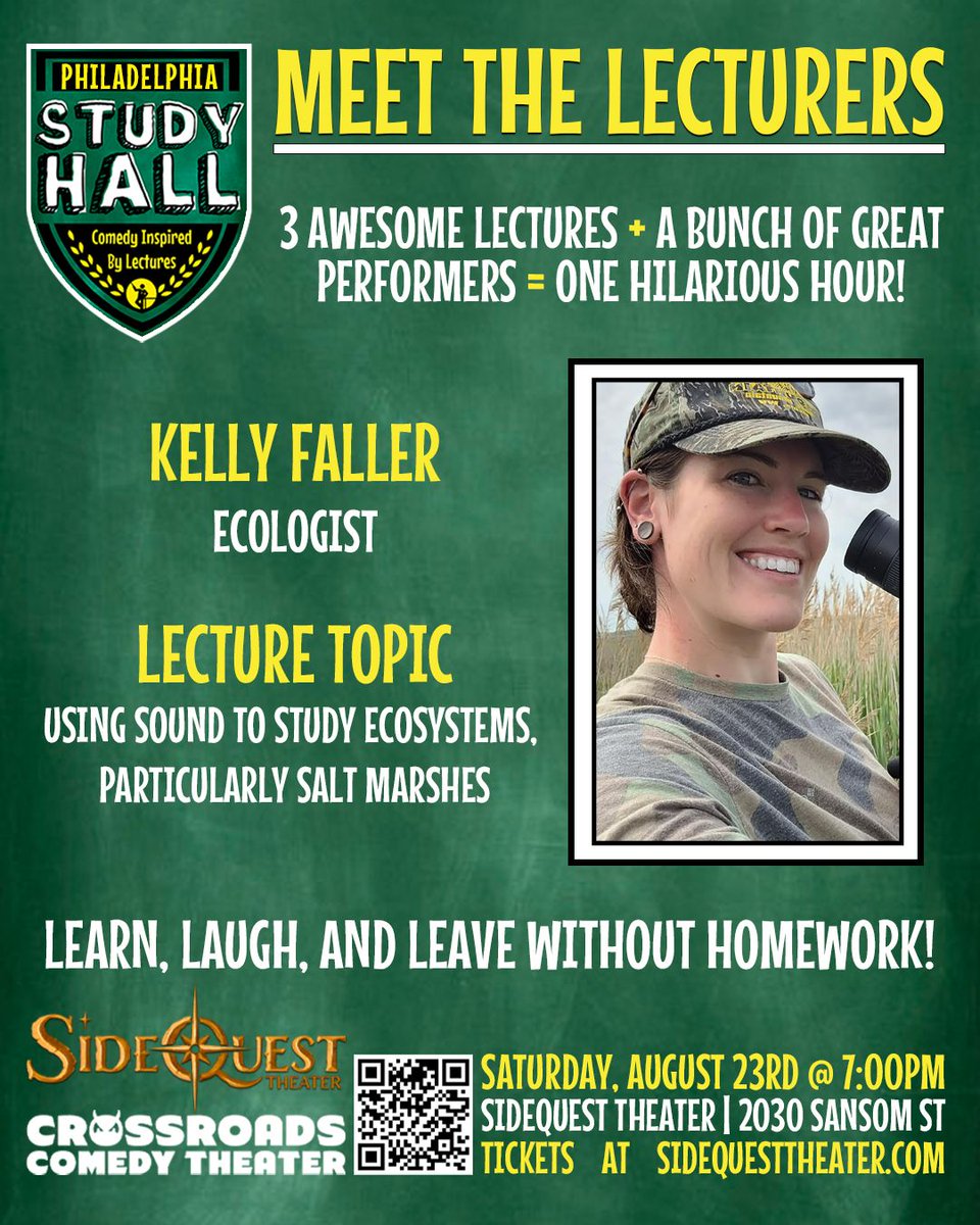 Xroads_Comedy's tweet photo. Study Hall Philly is back at SideQuest on August 23rd @ 7pm! We have 3 great guests lined up that are ready to teach you about media literacy, stage combat, and ecosystems! Come learn and laugh with us! Tickets at https://t.co/xDO6RIFqsN https://t.co/KIgr9osvlx