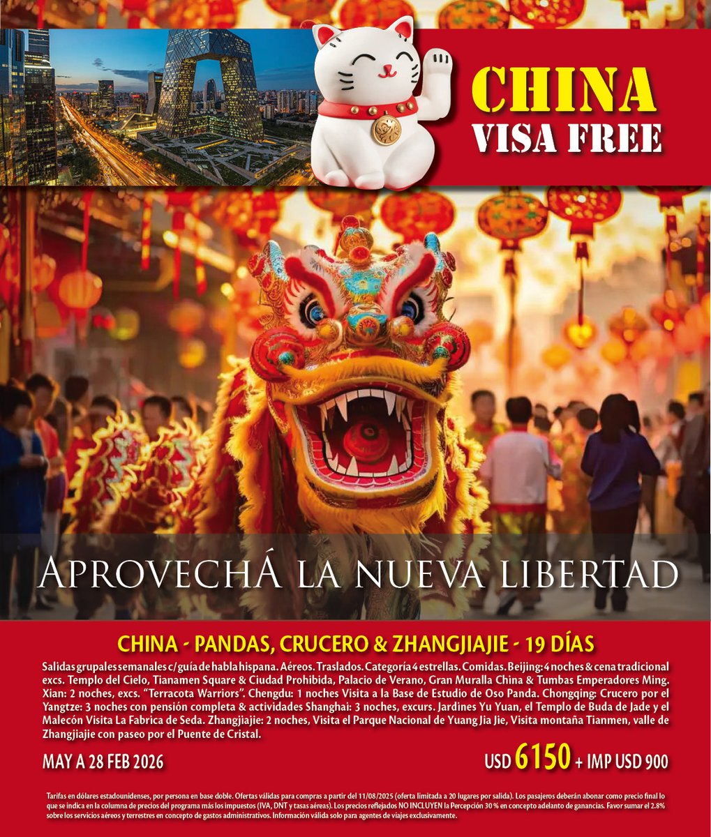 seventursrl's tweet photo. Un viaje inolvidable recorriendo China, verás a los osos pandas disfrutarás de un crucero por el Yangtze y te sentirás dentro de la película Ávatar.

info: office@seventur.com
https://t.co/caBvONJ8Hm https://t.co/RjogPw4F7K