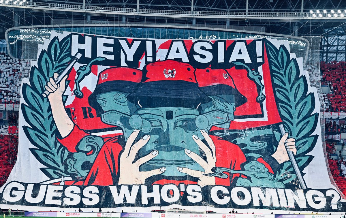 HotpotFootball's tweet photo. 🎭

The iconic fan choreo, which was shown before the #ACLElite between Chengdu Rongcheng &amp; Bangkok United at Phoenix Hill Football Stadium, is based on the mask from Sanxingdui , an archaeological site and a major Bronze Age culture (12th-11th centuries BC) in Sichuan, China. https://t.co/Pw47GB1Su5