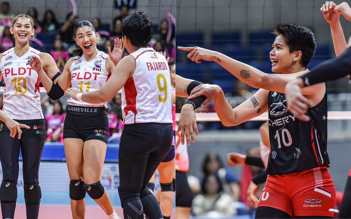 RapplerSports's tweet photo. PVL | LOOK:

HEY, I KNOW YOU. 🏹

Galang. Maraño. Fajardo. Reyes. Baron. Dy.

It's a La Salle legend derby in the #PVLonTour final on Sunday, August 17, as Chery Tiggo and PLDT clash for the title!

#PVL2025 https://t.co/eneOn4x6Yp