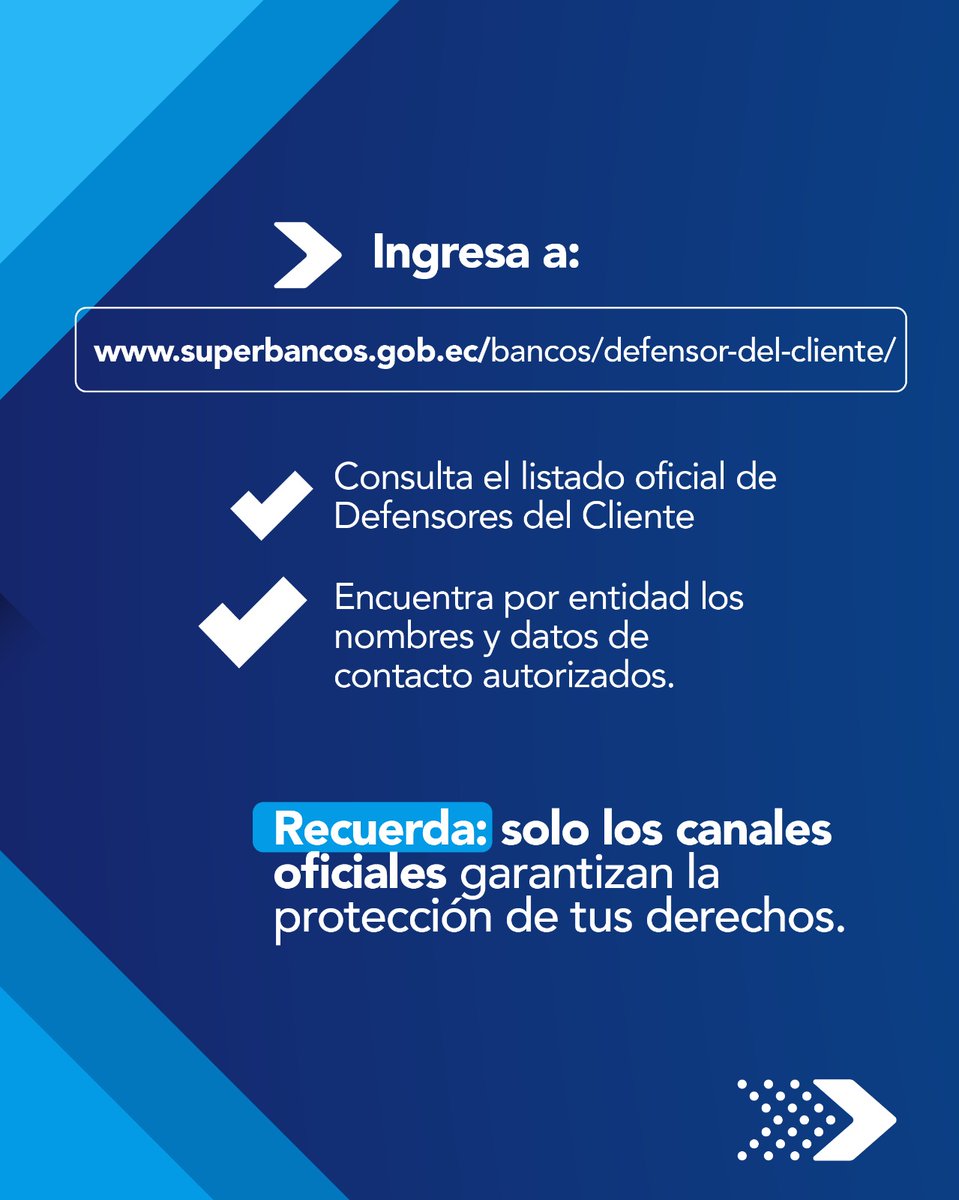 superbancosEC's tweet photo. #EvitaEstafas
🚫 No te dejes engañar por cuentas que se hacen pasar por la @superBancosEC.

✅ Consulta siempre nuestras redes oficiales y nunca entregues tus datos personales a perfiles falsos. https://t.co/y8Yq2ExZ9L