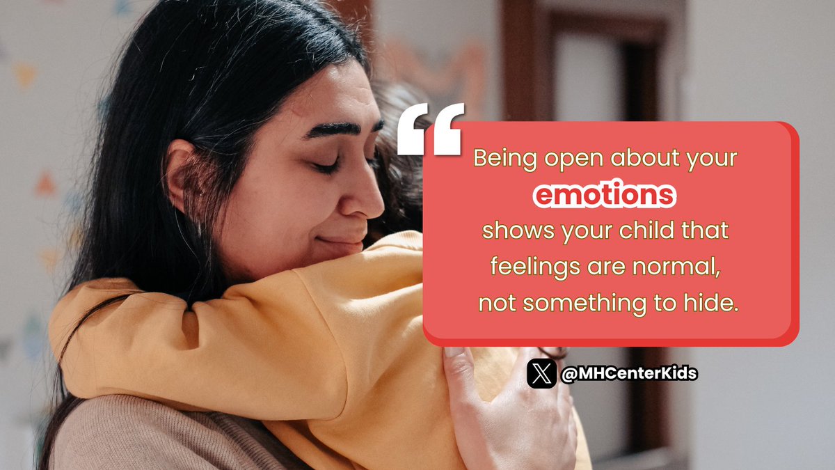 MHCenterKids's tweet image. When you're open about your emotions, your child learns it's okay to feel, express, and process...without shame. 

You're not just sharing feelings, you’re modeling emotional safety. 

#Parenting #EmotionalHealth #GentleParenting #MentalHealthMatters
