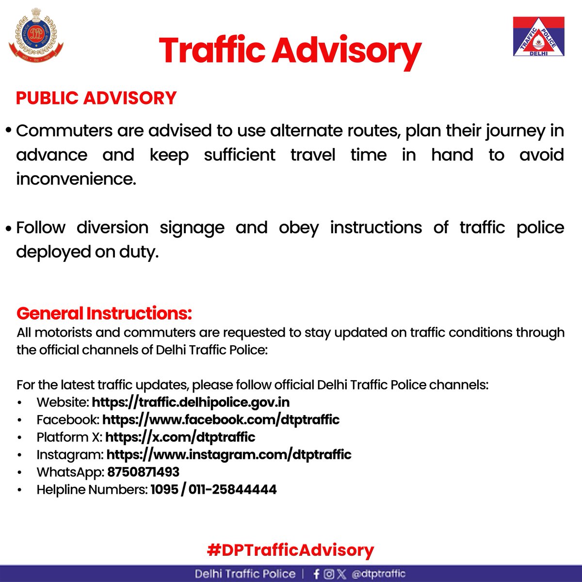 Traffic Advisory

In connection with scheduled maintenance, cleaning &amp; infrastructural works, the Dwarka Expressway Tunnels (both sides) i.e. carriageways towards Airport &amp; Gurugram and vice versa will remain closed from 11:00 PM today, 12.08.2025, until further notice.

Plan