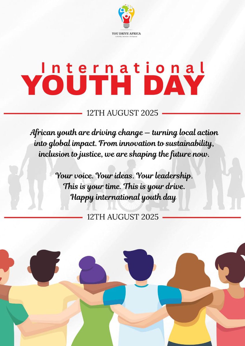 Today, we stand with the rest of the world to celebrate International Youth Day 2025 — a day that shines the spotlight on the creativity, resilience, and leadership of young people across Africa.

Your voice matters. Your ideas matter.
#InternationalYouthDay2025