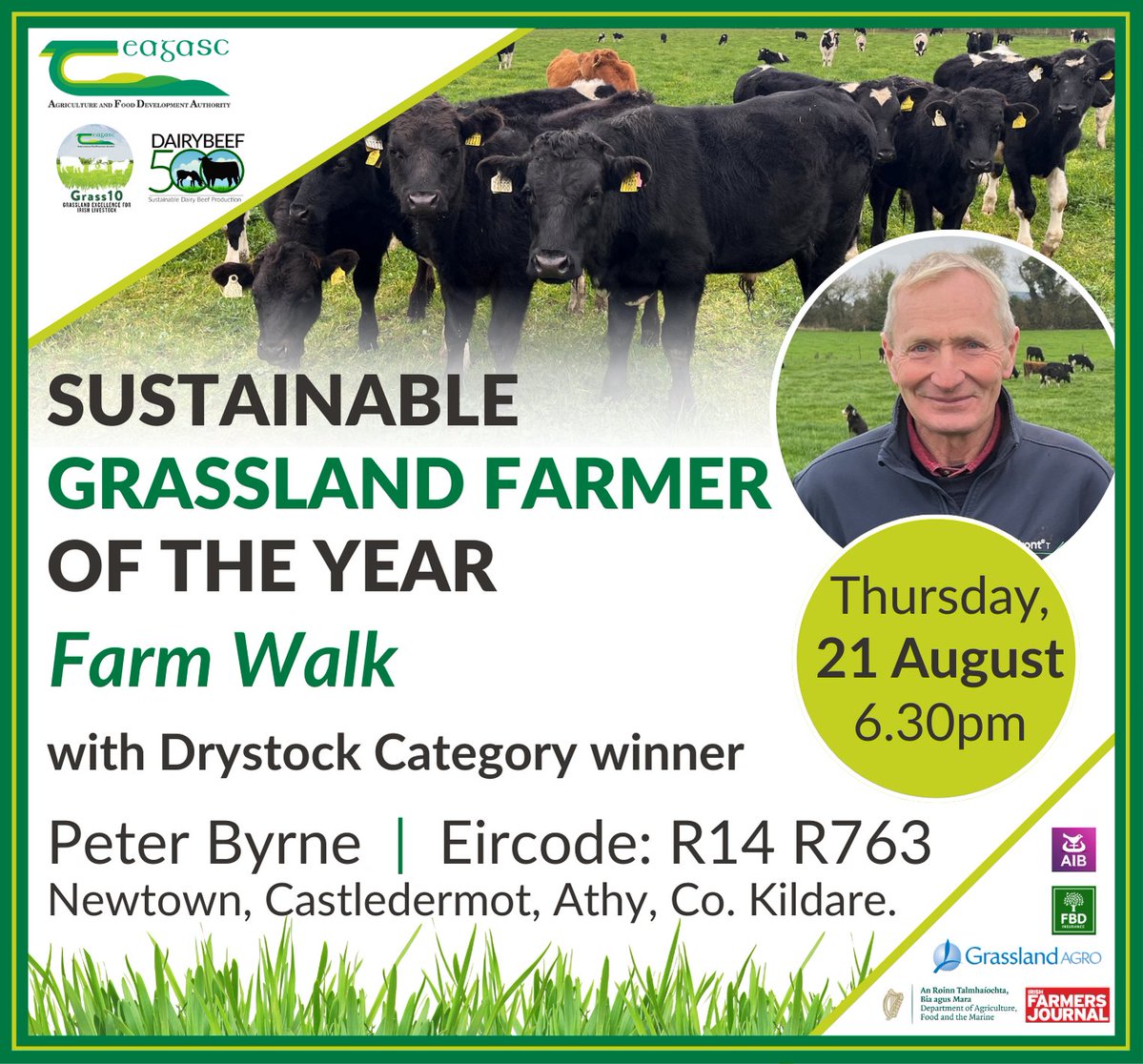 Teagasc (@teagasc) on Twitter photo Join us on Thursday, 21 August at 6:30pm for a Sustainable Grassland Farmer of the Year Farm Walk on the farm of the Drystock Category Winner Peter Byrne, Newtown, Castledermot, Athy, Co. Kildare.
Find out more bit.ly/4lnbSZG
<a href="/TeagascGrass10/">TeagascGrass10</a> <a href="/TeagascBeef/">Teagasc Beef</a> Join us on Thursday, 21 August at 6:30pm for a Sustainable Grassland Farmer of the Year Farm Walk on the farm of the Drystock Category Winner Peter Byrne, Newtown, Castledermot, Athy, Co. Kildare.
Find out more bit.ly/4lnbSZG
<a href="/TeagascGrass10/">TeagascGrass10</a> <a href="/TeagascBeef/">Teagasc Beef</a>