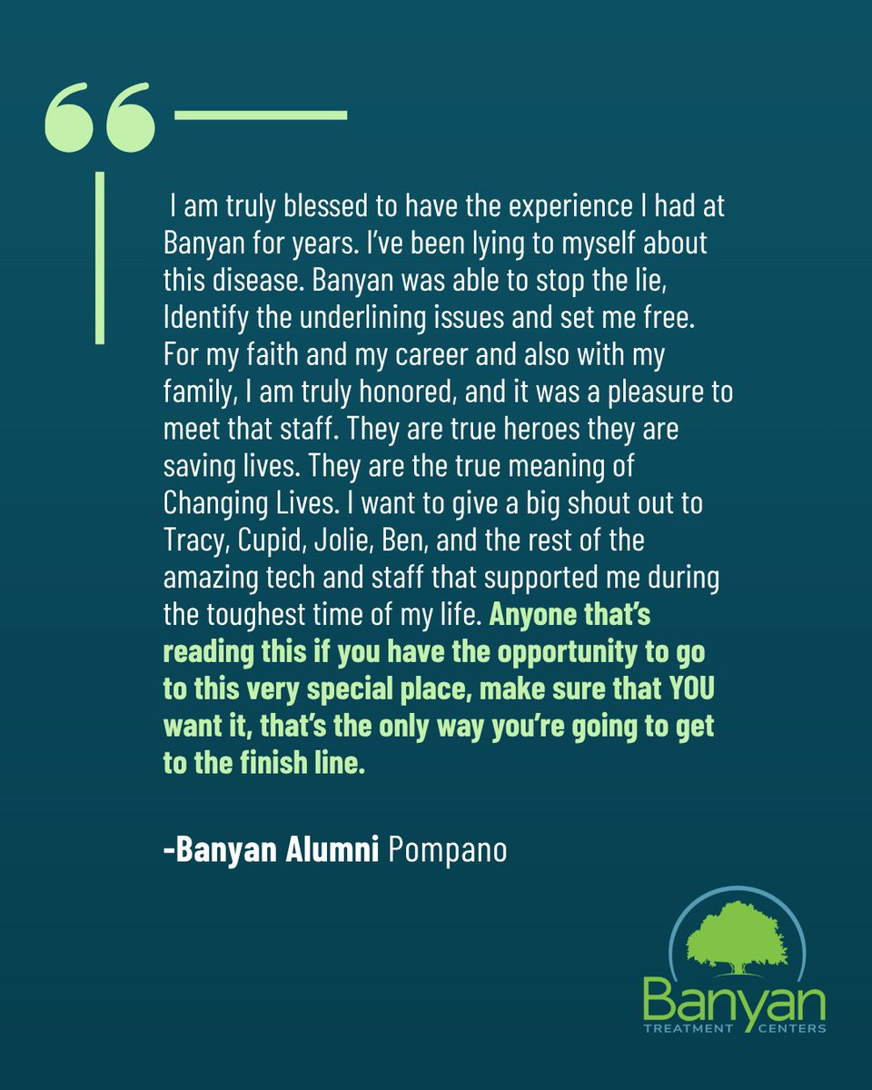 BanyanTreatment's tweet image. Real healing, real hope. 💚 At Banyan Pompano, faith-based care &amp;amp; expert support help you reclaim your life. Start your journey today!
👉 Call (888) 440-7960

#BanyanTreatmentCenters #FaithInRecovery #HealingStartsNow