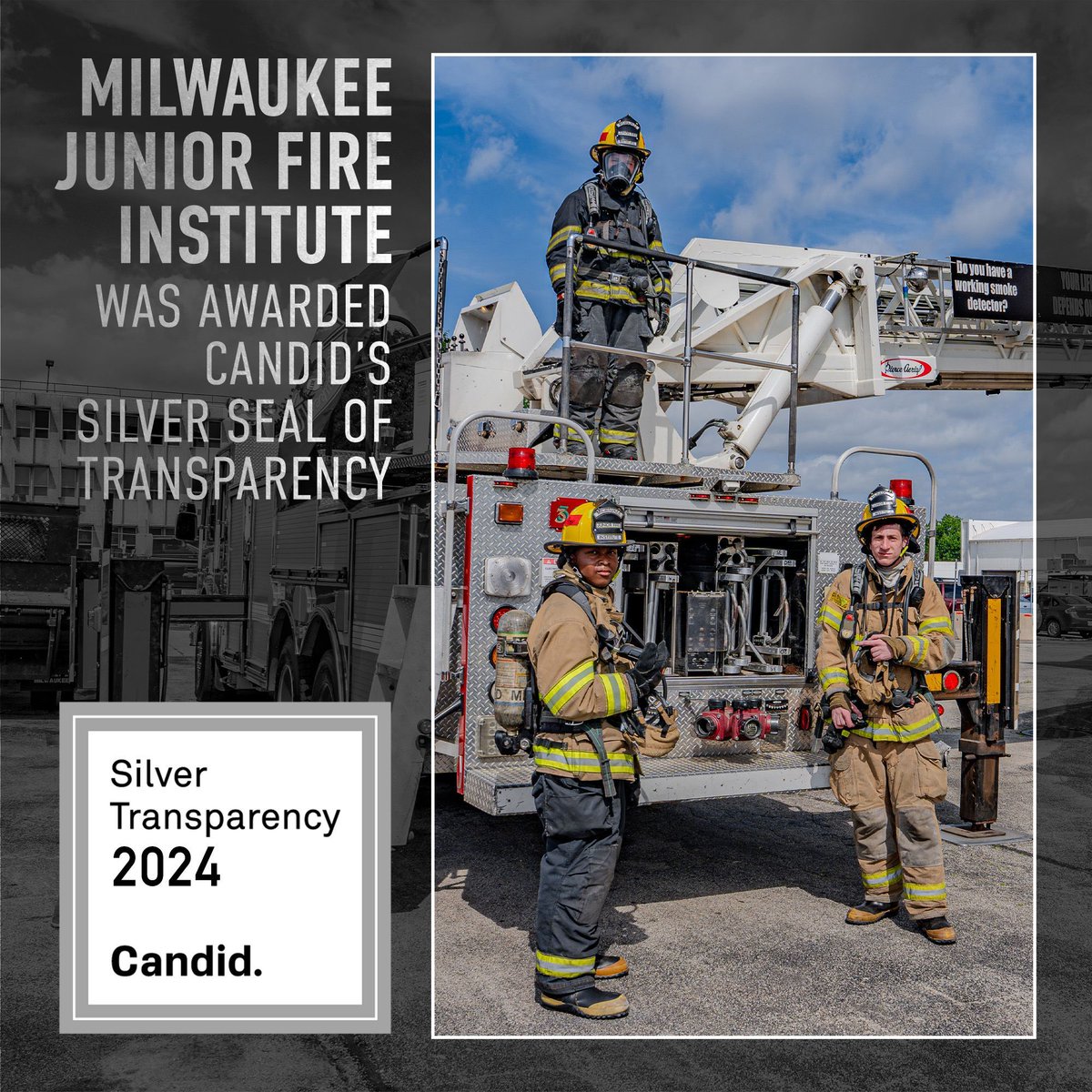 Milwaukee Junior Fire Institute (@mkejfi) on Twitter photo #DidYouKnow? The Milwaukee Junior Fire Institute was awarded <a href="/CandidDotOrg/">Candid</a>'s Silver Seal of Transparency π©Ά
This recognition is given to #nonprofits who provide reliable and trusted #data on their annual outcomes.
Find out more about #MKEJFI:
π₯ mkejfi.com #DidYouKnow? The Milwaukee Junior Fire Institute was awarded <a href="/CandidDotOrg/">Candid</a>'s Silver Seal of Transparency π©Ά
This recognition is given to #nonprofits who provide reliable and trusted #data on their annual outcomes.
Find out more about #MKEJFI:
π₯ mkejfi.com