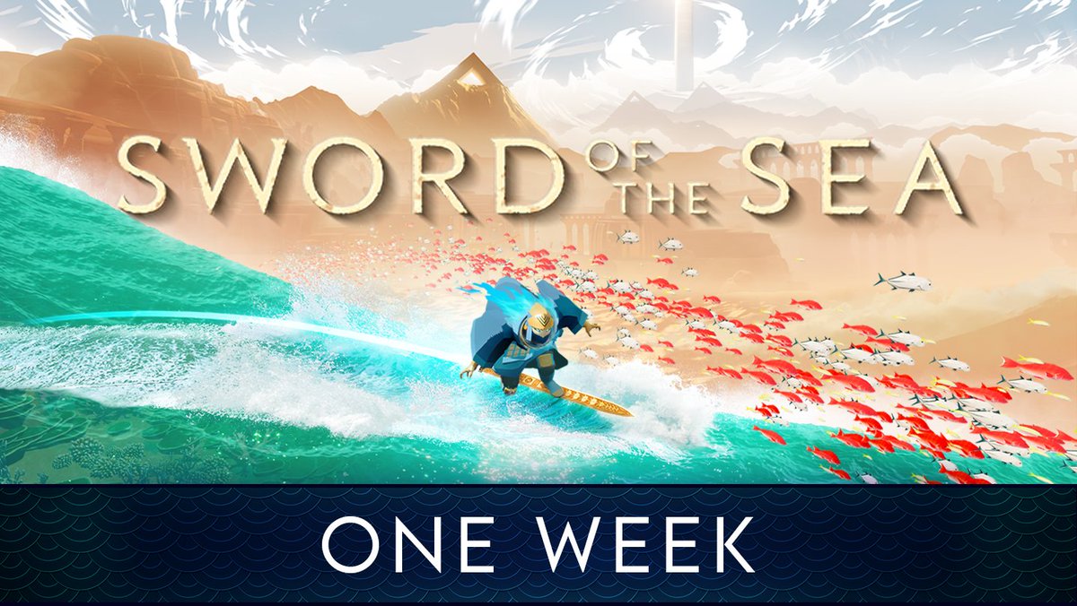 Sword of the Sea launches in ONE WEEK! 🌊

Get ready to surf across ancient ruins when we go live on PlayStation &amp; PC August 19th.

Wishlist and get ready to ride the waves!

#swordofthesea