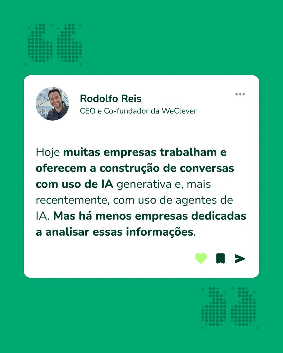 WeCleverAI's tweet photo. Hoje, não basta automatizar interações com IA. É preciso entender o que está sendo dito.

Em entrevista publicada pela Bloomberg Línea, nosso CEO e Co-fundador, @rodolforeis, reforça esse ponto.

Confira o conteúdo completo. 👇

https://t.co/nsSEkdkSl8 https://t.co/d1gHEb1rEw