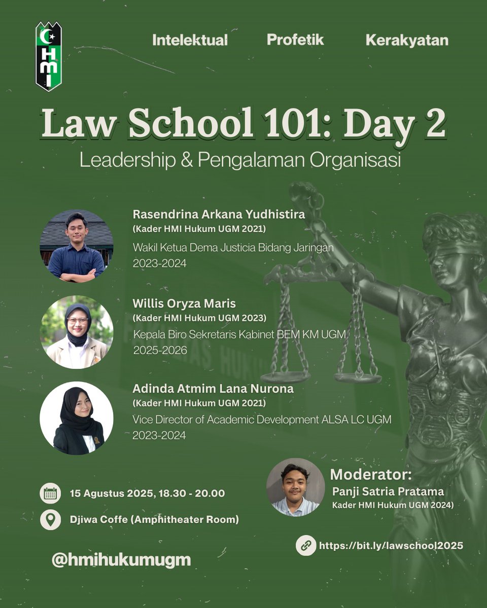hmihukumugm's tweet photo. [ LAW SCHOOL 101]
Assalamualaikum wr.wb

Halo teman-teman FH UGM!!

Masih bingung dinamika dan budaya fakultas hukum? Ingin tahu contekan buat bertahan bahkan berprestasi di FH UGM?! 

HMI Komisariat Hukum UGM mengadakan LAW SCHOOL 101 Acara ini dilaksanakan dalam 2 hari. https://t.co/5GsPdnNONH