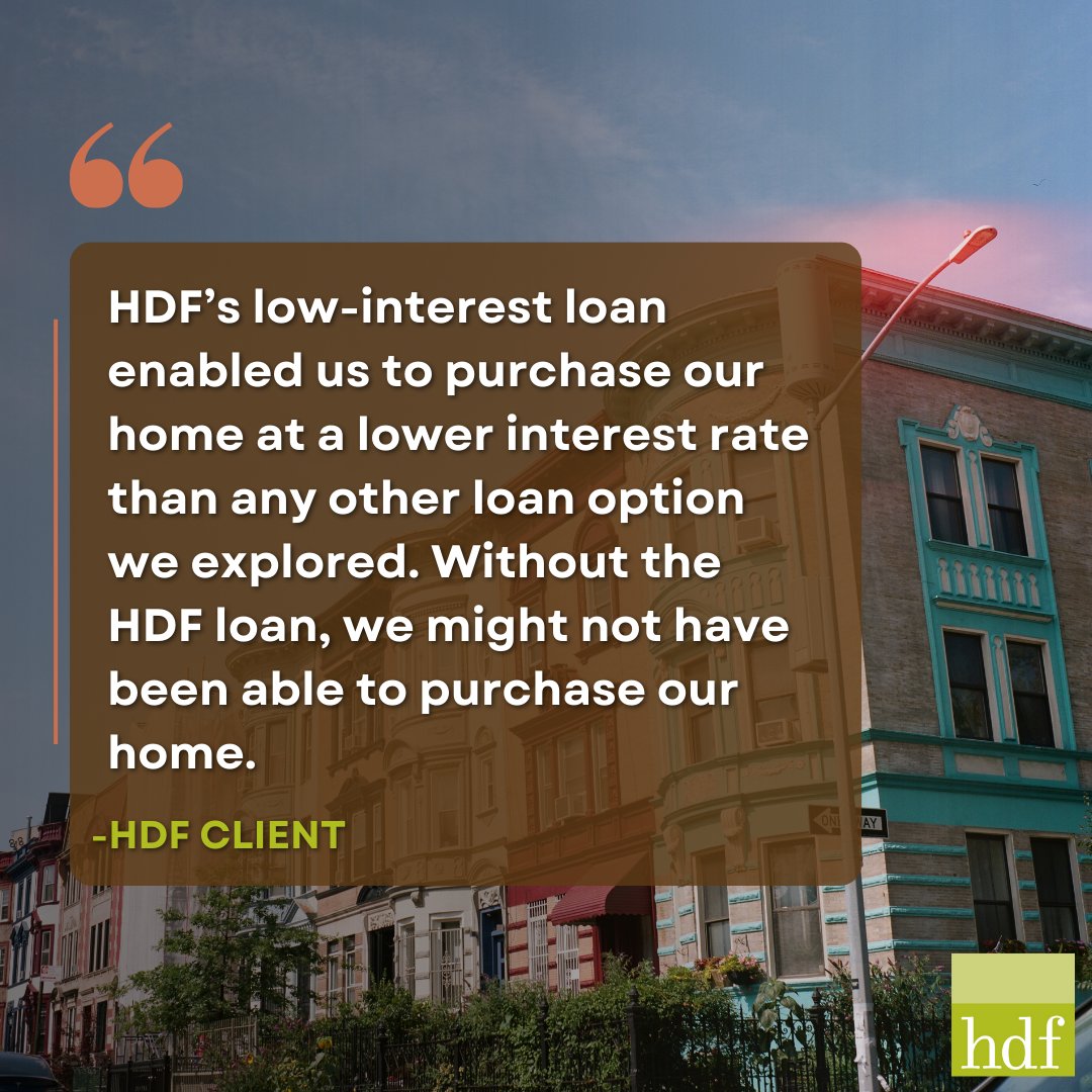 Happy #TestimonialTuesday! Today we have a quote from a client who with the help of our low-interest downpayment programs was able to purchase their first home! Interested in learning more about our programs? Visit hdfconnects.org/first-time-hom… #housing #first-timehomebuyer