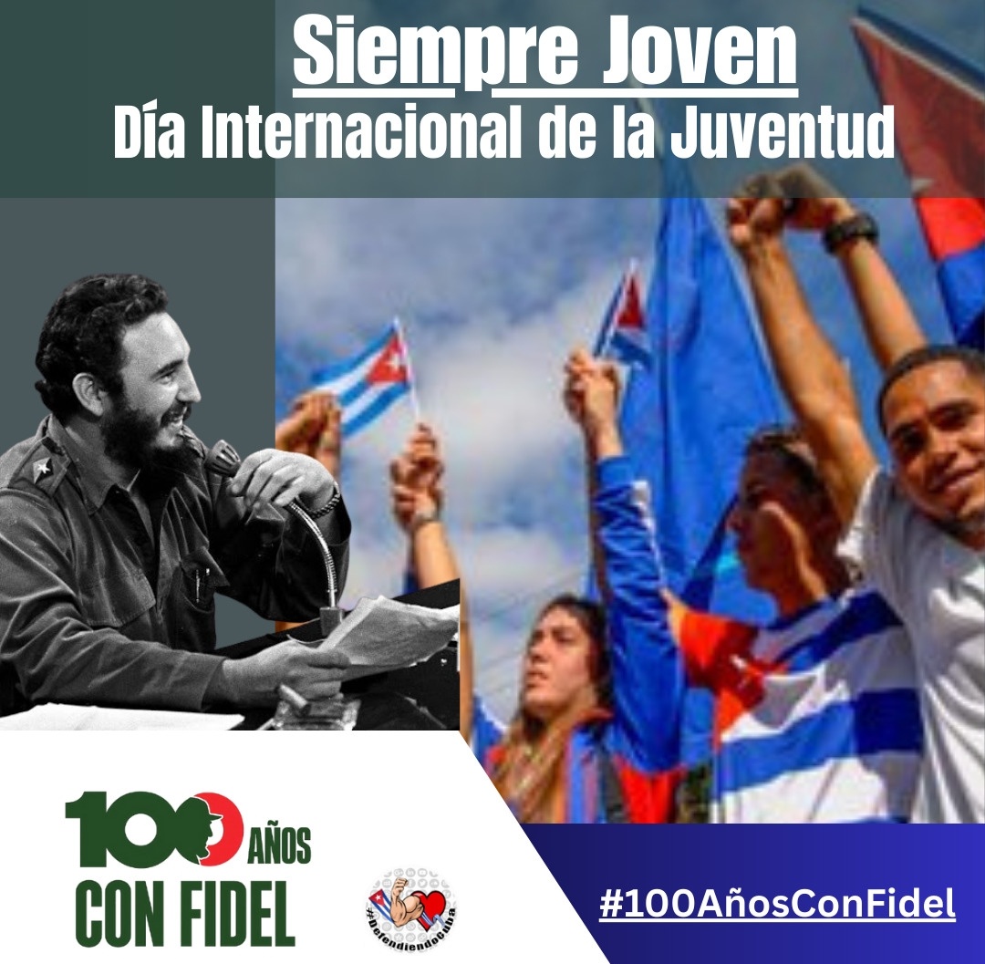 Asamblea SS (@ss_asamblea) on Twitter photo Hoy celebramos el #DíaInternacionalDeLaJuventud con
la fuerza, la creatividad y el compromiso de la juventud cubana.
#SiempreJoven
#SanctiSpíritusEnMarcha
<a href="/DiazCanelB/">Miguel Díaz-Canel Bermúdez</a>
<a href="/DrRobertoMOjeda/">Dr. Roberto Morales Ojeda</a>
<a href="/PartidoPCC/">Partido Comunista de Cuba</a>
<a href="/DeivyPrezMartn1/">Deivy Pérez Martín</a>
<a href="/AlexisLorente74/">Alexis Lorente Jiménez</a>
@IsbelReina1979
<a href="/MinguezBarbara/">Barbara Minguez</a> Hoy celebramos el #DíaInternacionalDeLaJuventud con
la fuerza, la creatividad y el compromiso de la juventud cubana.
#SiempreJoven
#SanctiSpíritusEnMarcha
<a href="/DiazCanelB/">Miguel Díaz-Canel Bermúdez</a>
<a href="/DrRobertoMOjeda/">Dr. Roberto Morales Ojeda</a>
<a href="/PartidoPCC/">Partido Comunista de Cuba</a>
<a href="/DeivyPrezMartn1/">Deivy Pérez Martín</a>
<a href="/AlexisLorente74/">Alexis Lorente Jiménez</a>
@IsbelReina1979
<a href="/MinguezBarbara/">Barbara Minguez</a>