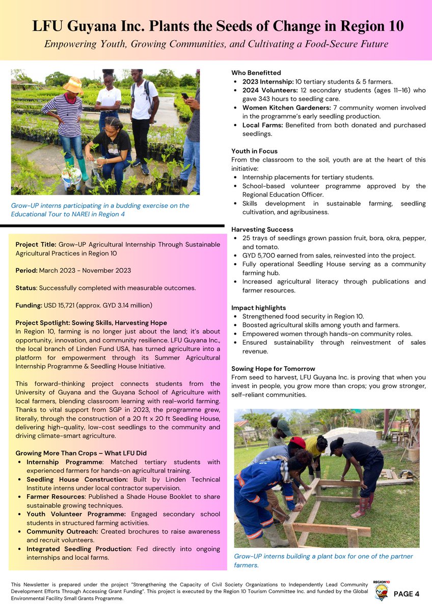 sgpguyana's tweet photo. 🌍 This #InternationalYouthDay, we’re spotlighting youth-led climate action! 💪SGP’s August newsletter features 2 powerful projects by @GCOPD_Guyana &amp; LFU Guyana Inc., empowering youth, including those with disabilities. 🙌
@UNDPGuyana  @UNGuyana https://t.co/A97zqtD69d