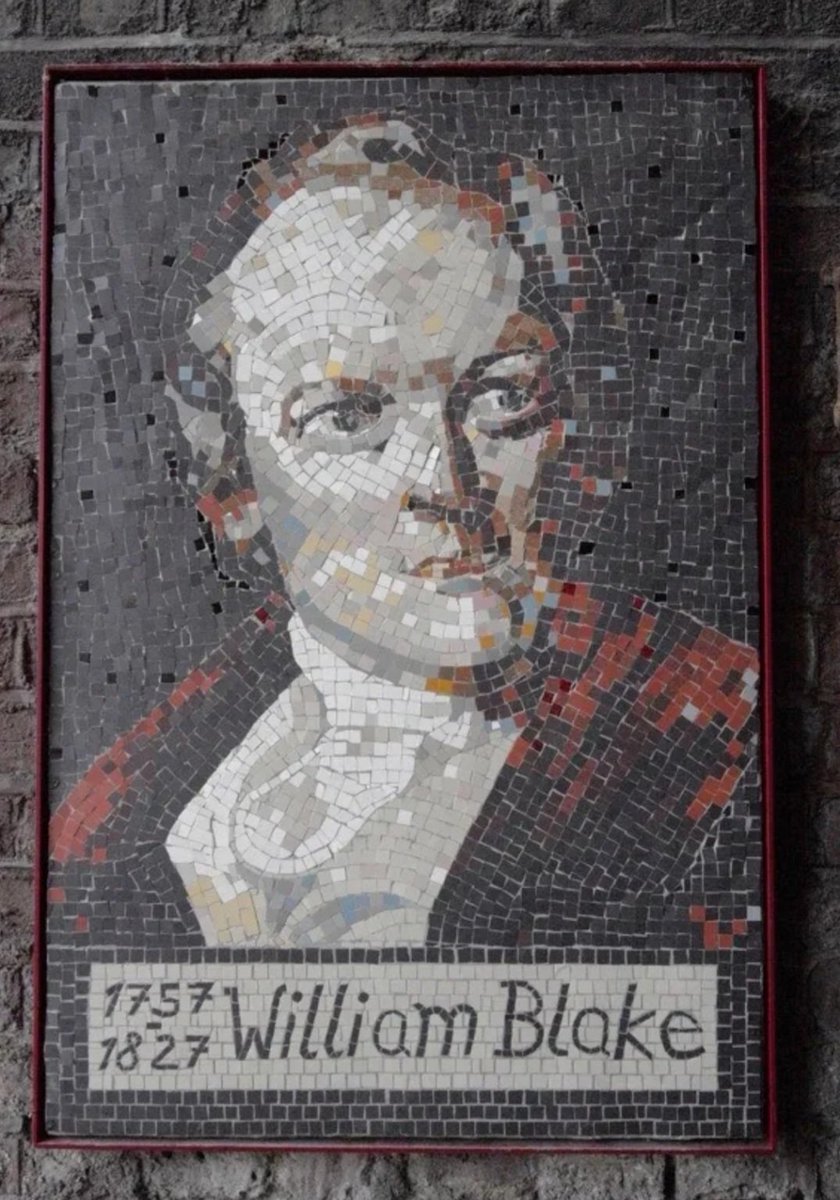 <a href="/Capitalwalks/">CapitalWalksinLondon</a> <a href="/IslingtonWalks/">Islington Walks</a> <a href="/IslingtonMuseum/">Islington Museum</a> Greetings from #WilliamBlake in #Lambeth. 
You can still see the plaque, though not the actual house, where he lived on Hercules Road SE1,  with a number of mosaic panels under the nearby railway arches showing him &amp; his work.