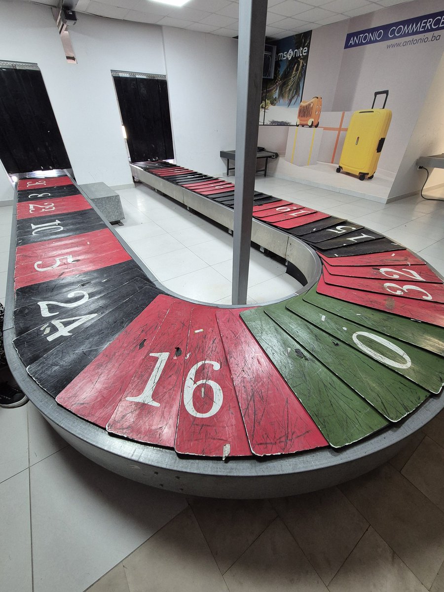Bosnian Airport is so next level. People gamble on luggage pick up 💀 💀 💀