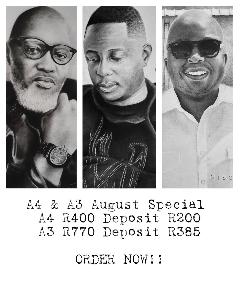 Pencil Portraits Special!!!🔔🔔📢📢📢📢!!!!
Whatsapp me 078 132 2984!!💃💃💃

Please share or tag someone who might be interested❤️😊