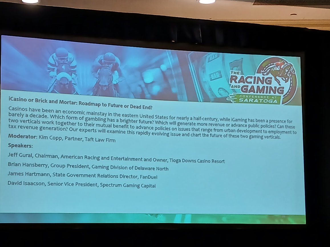 EquineInfoEx's tweet image. iCasino or Brick and Mortar: Roadmap to Future or Dead End?  A panel of experts discuss this topic. @tiogadowns @TheMeadowlands @FanDuel @SpectrumGamingG @FDSportsbook @FDSportsbook @delawarenorth #RGCS