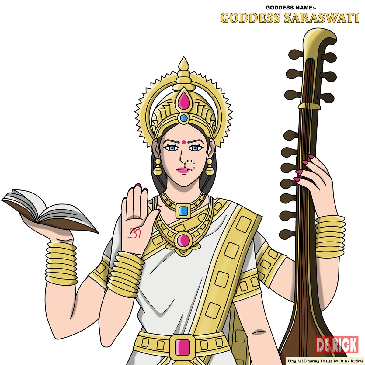 editderick's tweet photo. The Character design of Goddess Saraswati! 🖍️🎨🙏✨

#saraswati #illustrator #drawing #art #lordvishnu #adishakti #ritikkudiya #digitalart #goku #picoftheday #devi #artwork #digitalcreator #dbg #goddesssaraswati #lordbrahma #lordshiva #ram #artistsontwitter #artist #artoftheday https://t.co/C5B5VbJ7D9