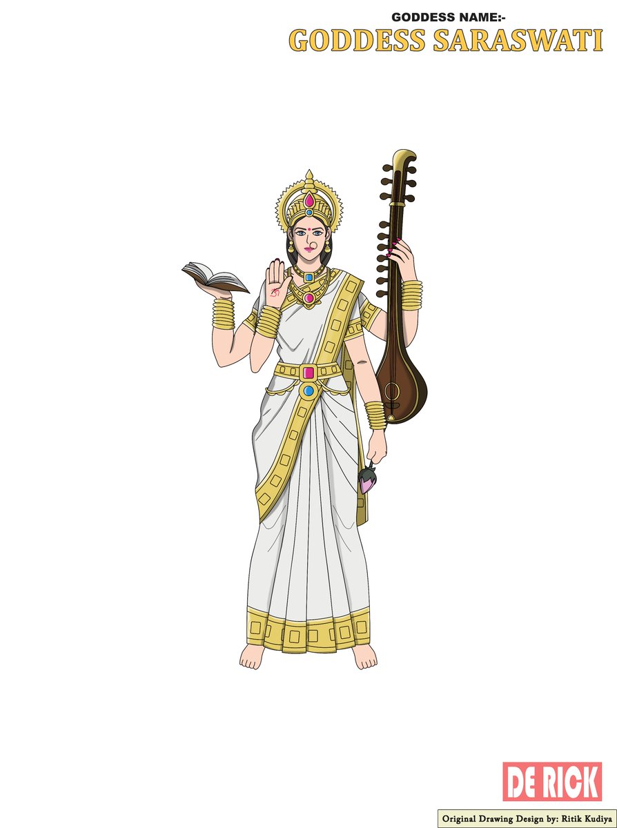 editderick's tweet photo. The Character design of Goddess Saraswati! 🖍️🎨🙏✨

#saraswati #illustrator #drawing #art #lordvishnu #adishakti #ritikkudiya #digitalart #goku #picoftheday #devi #artwork #digitalcreator #dbg #goddesssaraswati #lordbrahma #lordshiva #ram #artistsontwitter #artist #artoftheday https://t.co/C5B5VbJ7D9