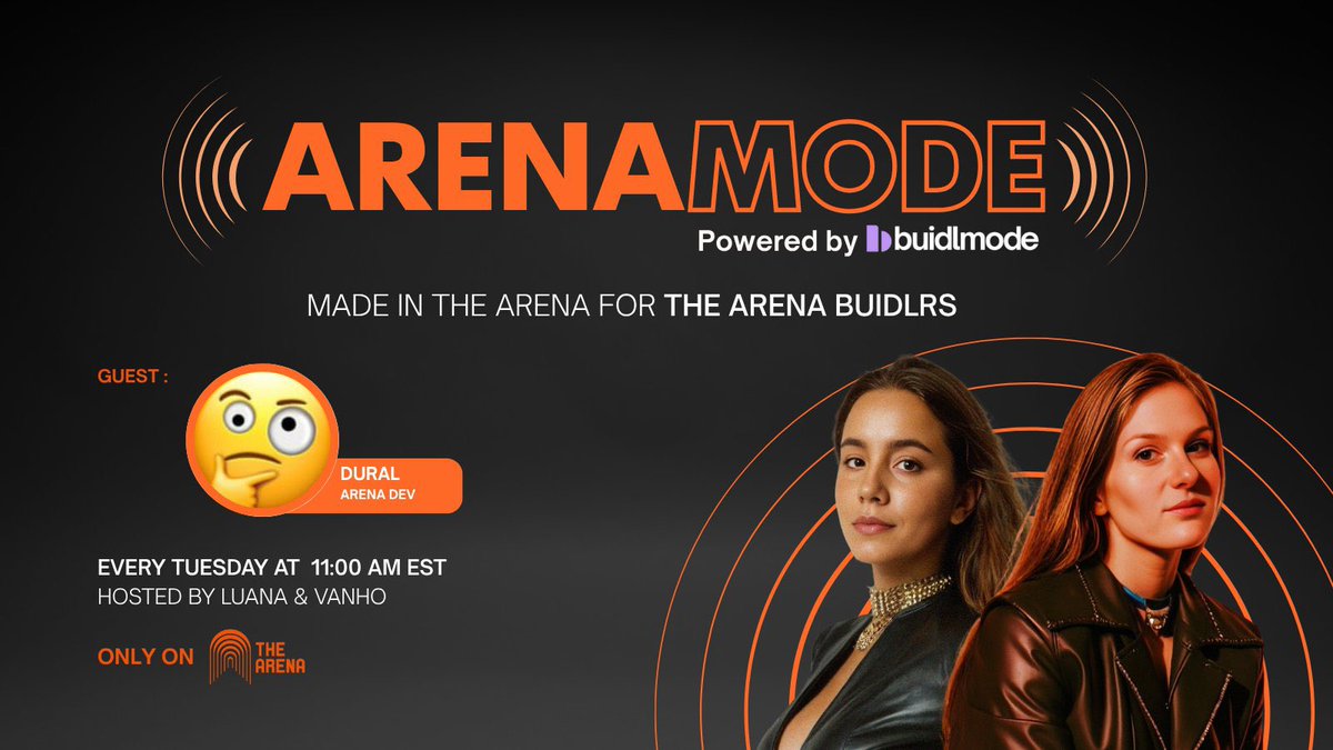 1 hour till we go FULL ARENAMODE ⚔️

Today’s episode: “Ship Happens, Mainnet and Mindset” ft. <a href="/dural_sh/">dural ⚔️</a>  from <a href="/TheArenaApp/">The Arena ⚔️</a> : the dev who keeps the code alive while CT is busy asking “wen update?”

🗓️ 11 AM EST: Live on ARENA