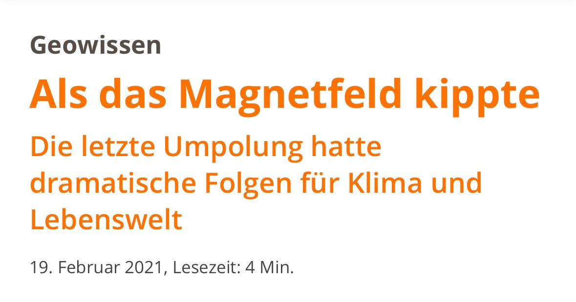 1900HO's tweet image. Die Umkehr des Magnetfelds der Erde, ein wohl regelmäßiger Vorgang, hätte übrigens massive Konsequenzen für das Klima. War euch das klar? Darüber liest man fast nichts. 

Gewarnt wird auch kaum. Gut, man kann diesen Prozess auch eh nicht aufhalten oder jemandem die Schuld geben.