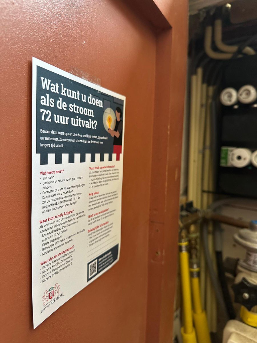 🕯 Stroomstoring? Wees voorbereid!
Deze week krijg je van de burgemeester een meterkastkaartje met tips:
💡 Waar je hulp vindt
💡 Wat er in je noodpakket hoort
💡 Hoe je samen met buren afspraken maakt

Lees meer via 👉 alkmaar.nl/actueel/kaartj…
