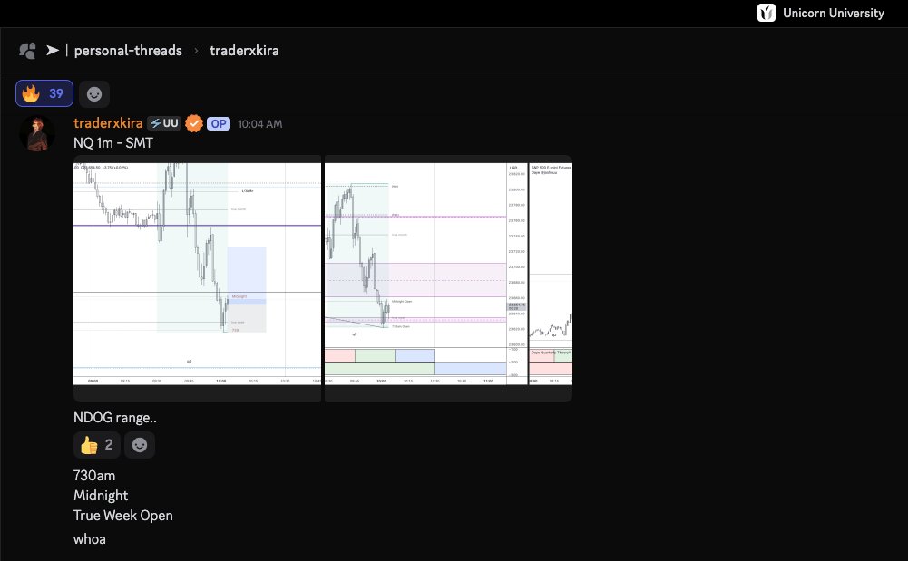traderxkira's tweet photo. $NQ +2RR ✅
Locked in $2,628 today 💰
Quick Breakdown:
▫️9:23–10:08 — Manipulation phase
▫️Data Low swept
▫️sSMT w/ ES (90m)
▫️NDOG range
▫️Below Midnight + 7:30am opens
▫️True Week level swept
▫️1m +IFVG entry
#UnicornU #Toodegrees #StatMap #QuarterlyTheory #the45
