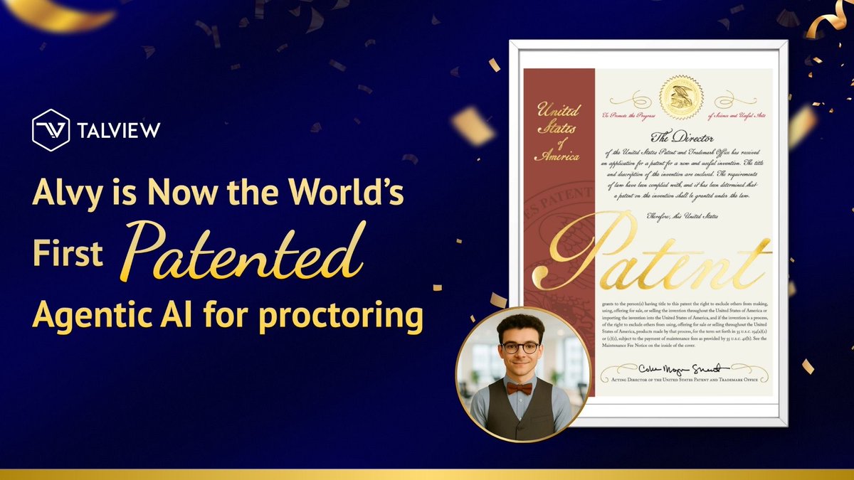 We’re excited to announce that Alvy is now the world’s first patented Agentic AI for proctoring, a milestone in innovation that sets a benchmark in proctoring technology, built to outsmart AI cheating.

Know More: talview.com/en/alvy-patent

#patent #AgenticAI #Innovations #TechNews