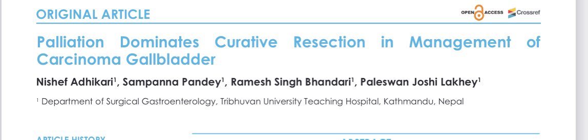 Majority of our symptomatic gallbladder cancers present late, need palliation.  nmj.com.np/nmj/index.php/…