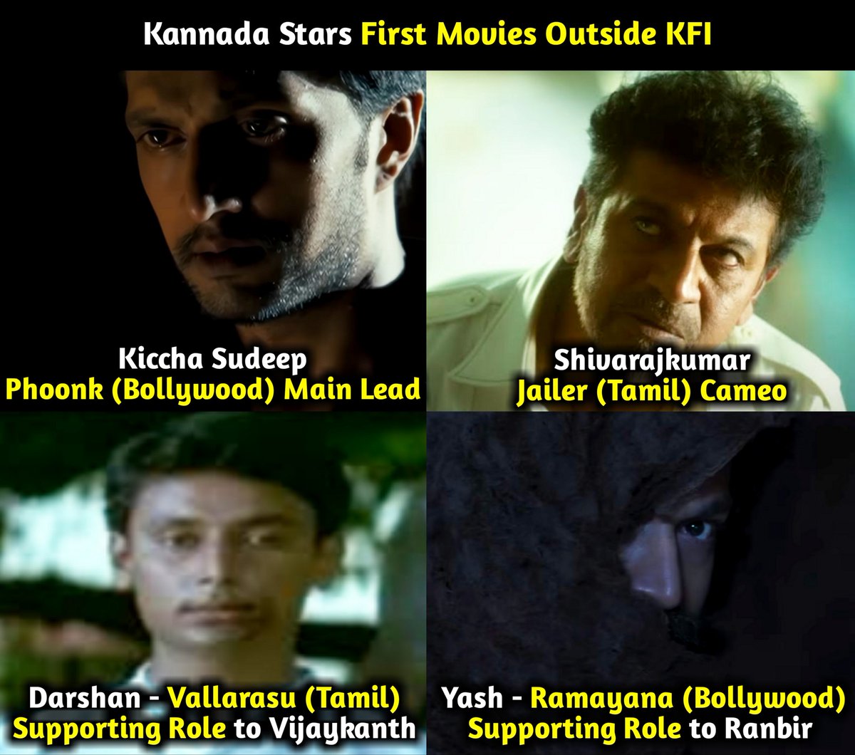 Sandalwood_Ent's tweet image. Our #Kannada Stars ❤️🔥

#KicchaSudeep #Shivarajkumar
#DBoss #Yash #Ramayana