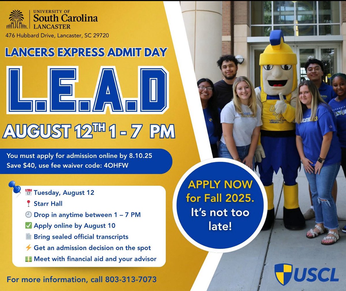 It’s not too late!!! We are all set and ready to help you get enrolled for Fall 2025! Stop by and see us anytime between 1-7pm today.