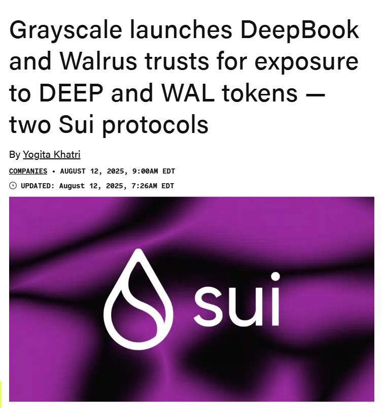 Community_Sui's tweet photo. $SUI SEASON IS STARTING! 🌊

@Grayscale has launched two new trusts for $DEEP and $WAL, the native tokens of the DeepBook and Walrus protocols on the SuiNetwork!

What's next? 👀