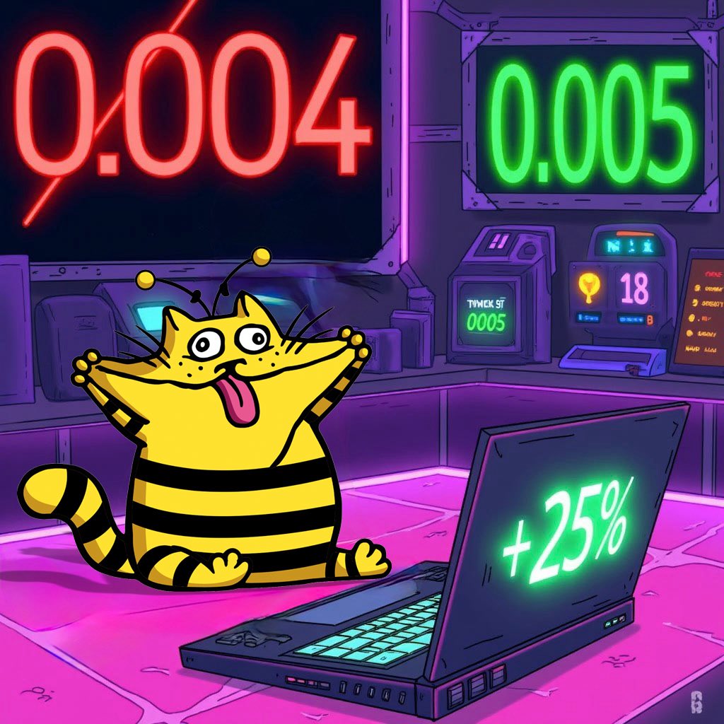 CatbeeX's tweet photo. โ ๏ธ Price increased from $0.004 โ $0.005!
๐ Thatโs +25% growth even before launch!
๐ก Those who bought in Phase 1 are already 25% in pure profit.
#CATBEE #Catbot #Presale #BNBย #Ai #AiAgent #Memecoin #Crypto #Bitcoin #Web3 https://t.co/3kvoDxSCfg