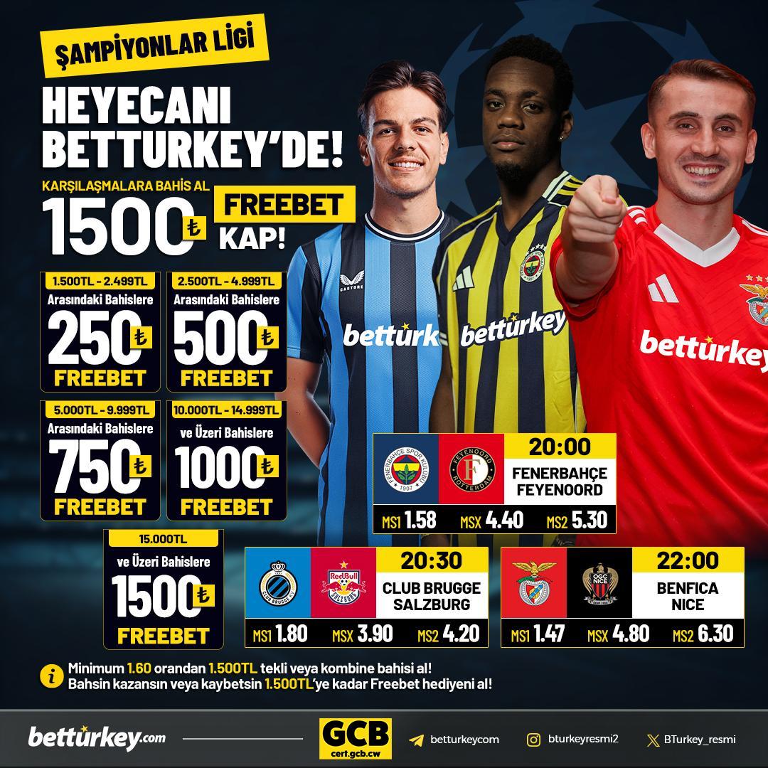⚽️ 1500₺ FREEBET  HEDİYE. Betturkey

➡️Güncel Giriş Adresi = t2m.io/betturkey2024

⚽️ #FENERBAHÇE 🆚 #FEYENOORD 🔴

⚽️ #CLUBBRUGGE 🆚 #SALZBURG 🏆

⚽️ #BENFICA 🆚 #NICE 🏆

#gününmaçı #denemebonusu #betturkey #freespin