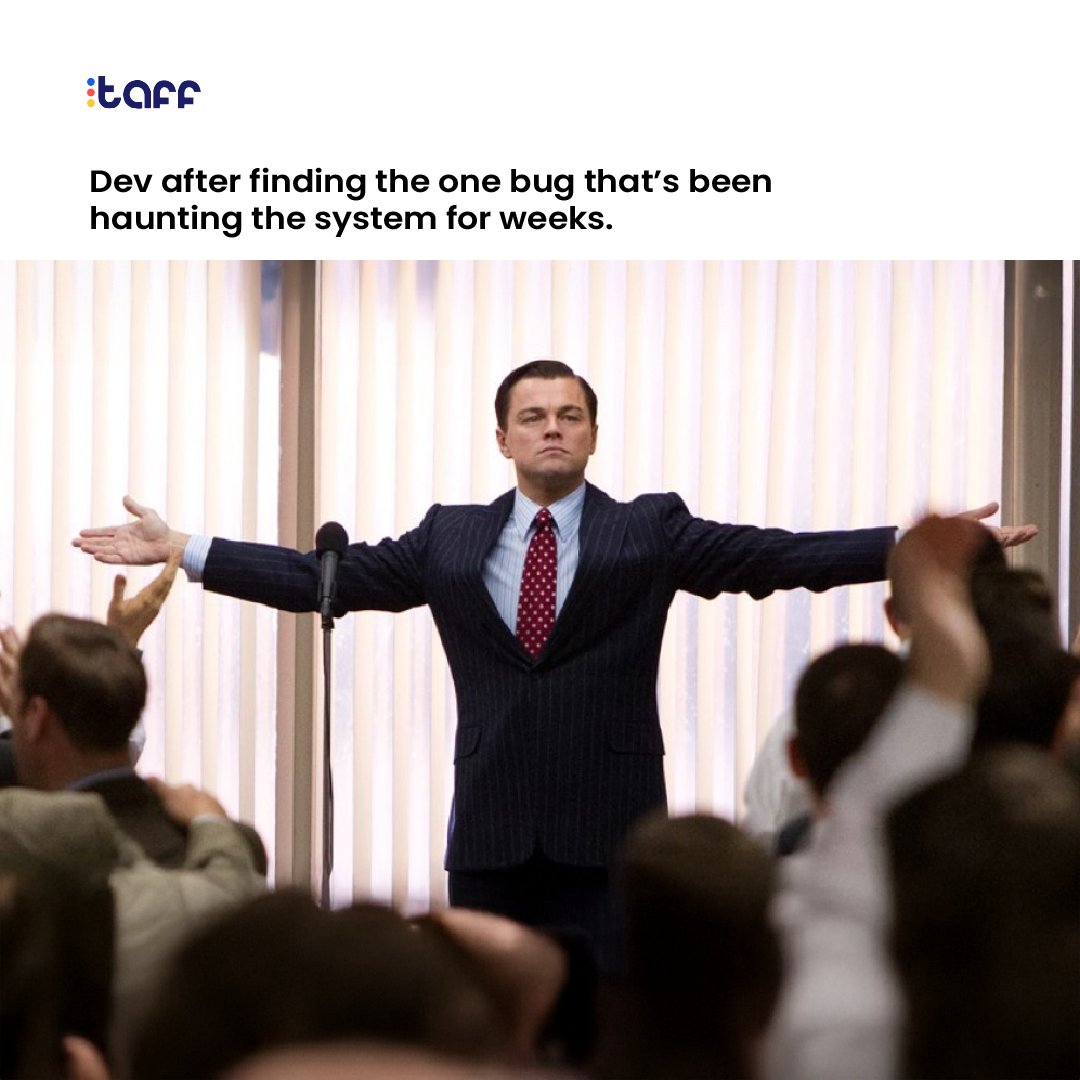 TAFF_Inc's tweet image. The exact face and pose a developer makes when the bug that’s been in the system finally gives in and admits defeat.
#DeveloperLife #CodingVictory #TAFF #TAFFInc #Tampa
Disclaimer: The source image belongs to the original creators. Used here for illustrative meme purposes.