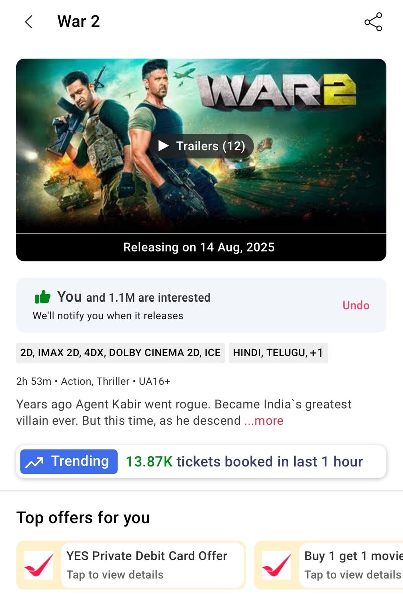 SanaPvg15's tweet image. Tigers 🐅 ready ahhh AP &amp;amp; TG tickets open go &amp;amp; grab it 🔥🔥🔥

#war2 #War2Trailer #war2bookings #ManOfMasssesNTR #ManOfMasses𝐍𝐓𝐑 #NTRJr #NTR #JrNTR𓃵