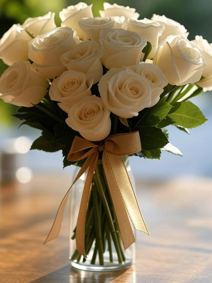GROK made my day.  I asked for a bouquet of white roses, which is my favourite.🌷🌼🌻🌸🌺