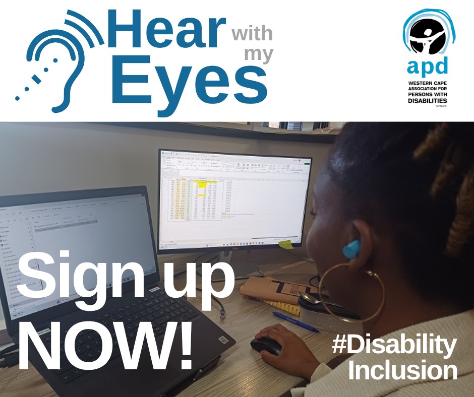 Hear with my Eyes

Sign up now to put yourself in the shoes of someone with hearing loss by hearing with your eyes for just 2 hours!

#HearWithMyEyes #disabilityawareness #IncludeMeToo #inclusion

wcapd.org.za