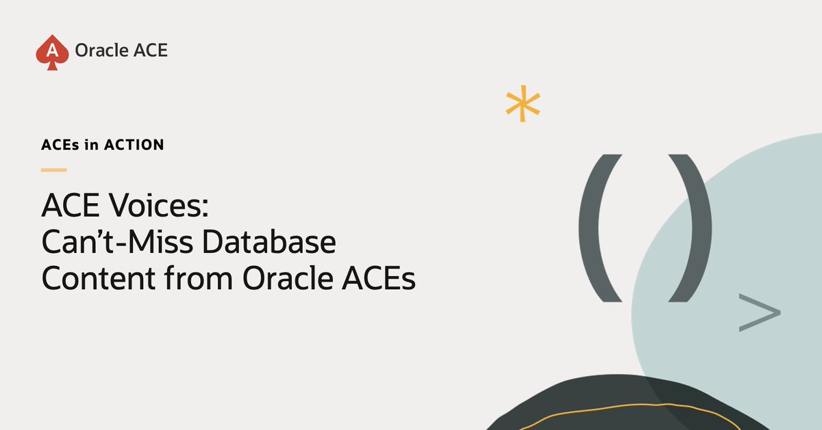 Looking for Oracle Database inspiration? Check out our August selection of must-read blogs from the Oracle ACE community! 🚀
social.ora.cl/6019foigv
#OracleACE