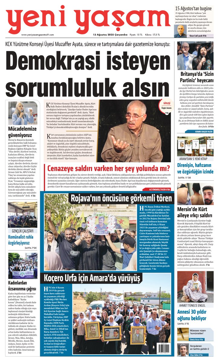 'Demokrasi isteyen sorumluluk alsın' manşetiyle yayındayız