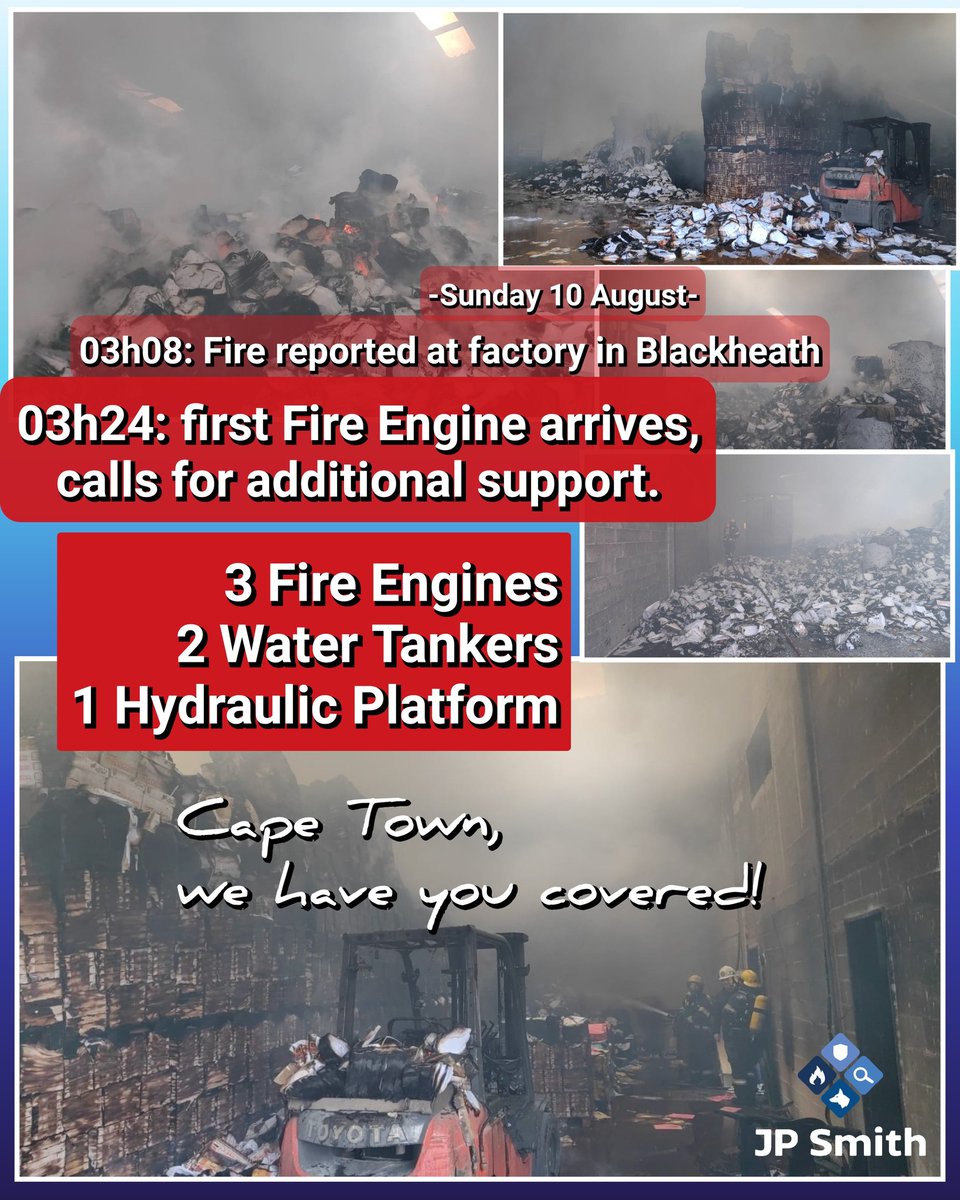 _ArriveAlive's tweet image. Major fire extinguished at a factory in Blackheath

tinyurl.com/2ae8ohwu

#ArriveAlive #FactoryFire @CityofCT @BurnshieldZA