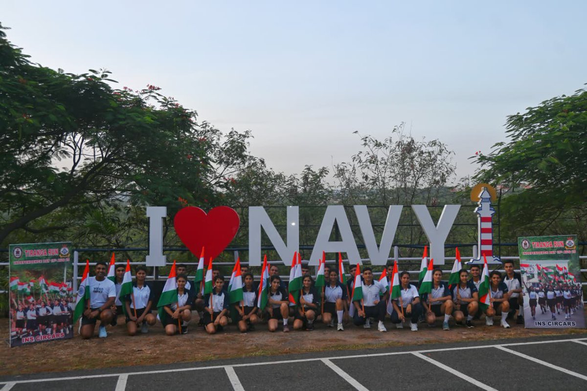 IN_Circars's tweet photo. With every step, we carry the pride of our Tricolour and the spirit of our great nation. Reaffirming their commitment to the values enshrined in our Tricolour, the Agniveers of #INSCircars participated in Tiranga Run on the occasion of #IndependenceDay
#TirangaRun
#JaiHind https://t.co/r0FmDQHkIO