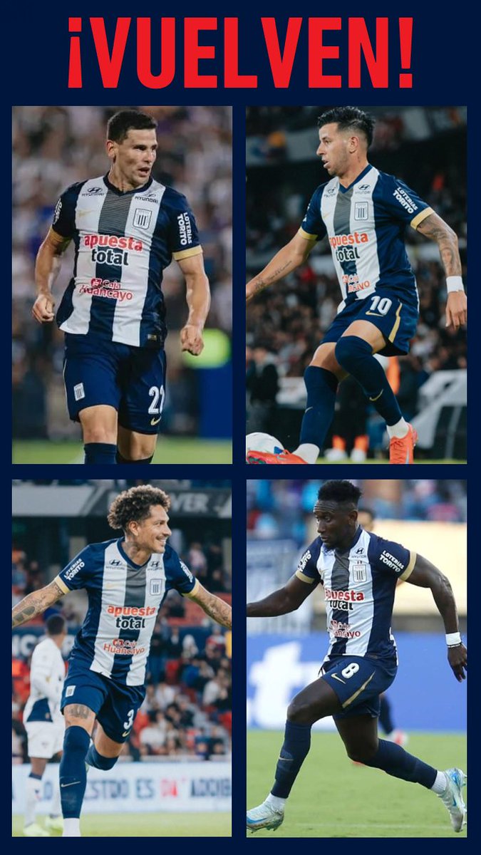 RaicesGrones's tweet photo. Alianza Lima recupera a 4 jugadores CLAVES para enfrentar a Universidad Católica de Ecuador por la Copa CONMEBOL @Sudamericana 🏆⚽️ https://t.co/e0e2bP5LLY